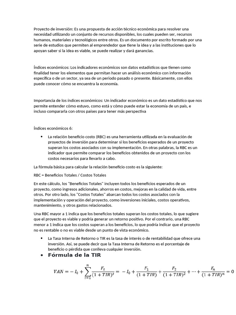Proyecto de Inversión y Análisis Económico | PDF | Tasa interna de ...