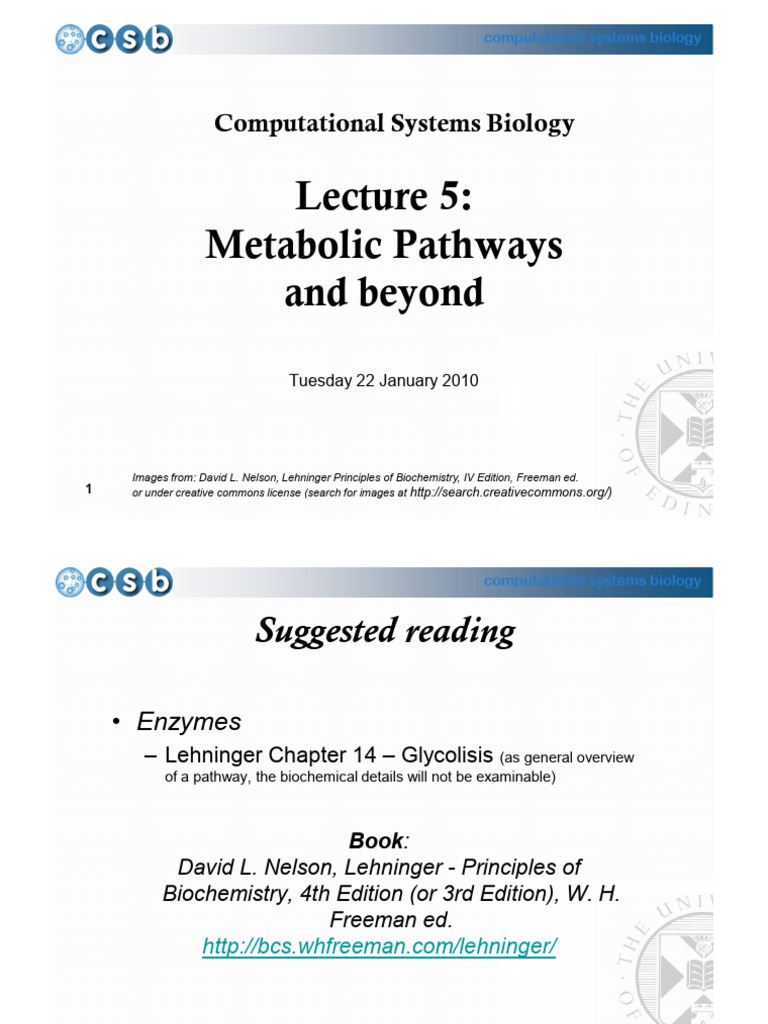 CSB Lecture Metabolic Pathways | PDF | Glycolysis | Metabolism