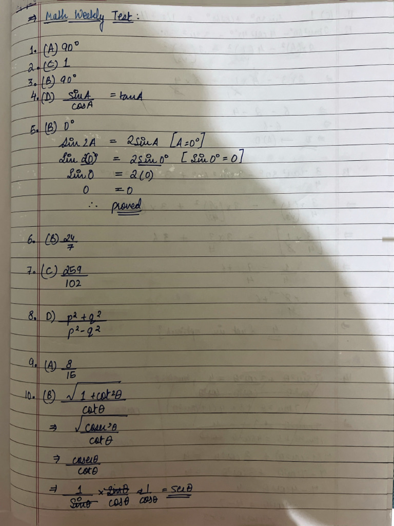 Pritha Singh - Math Weekly Test | PDF