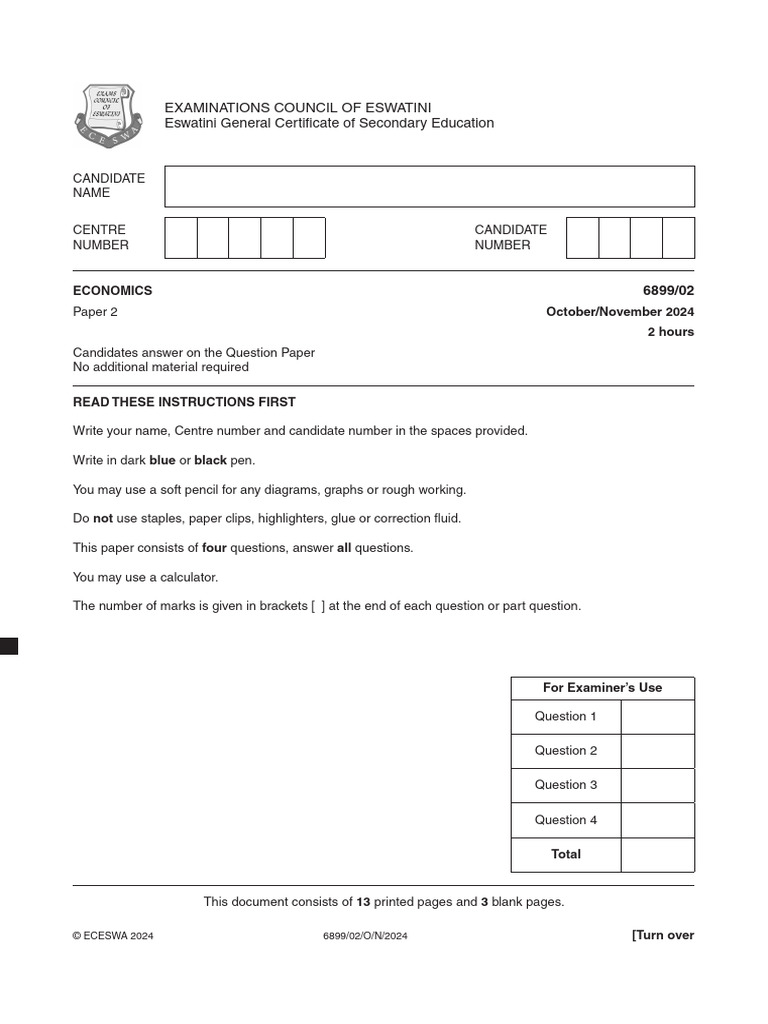 Economics Exam Paper 2 - 2024 | PDF | Fiscal Policy | Macroeconomics