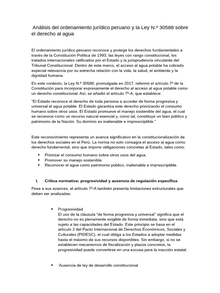 Análisis Del Ordenamiento Jurídico Peruano y La Ley N.º 30588 Sobre El ...