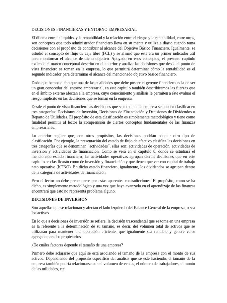 Decisiones Financieras en Empresas | PDF | Business | Inversiones