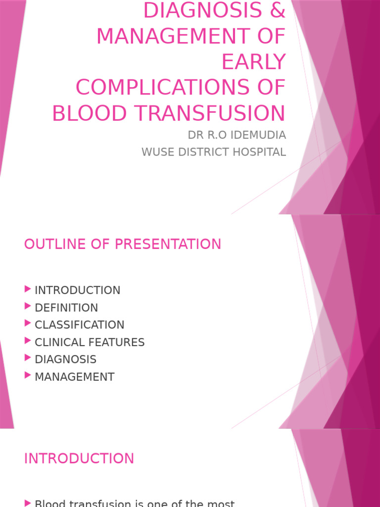 Early Complications of Blood Transfusion | PDF | Blood Transfusion ...