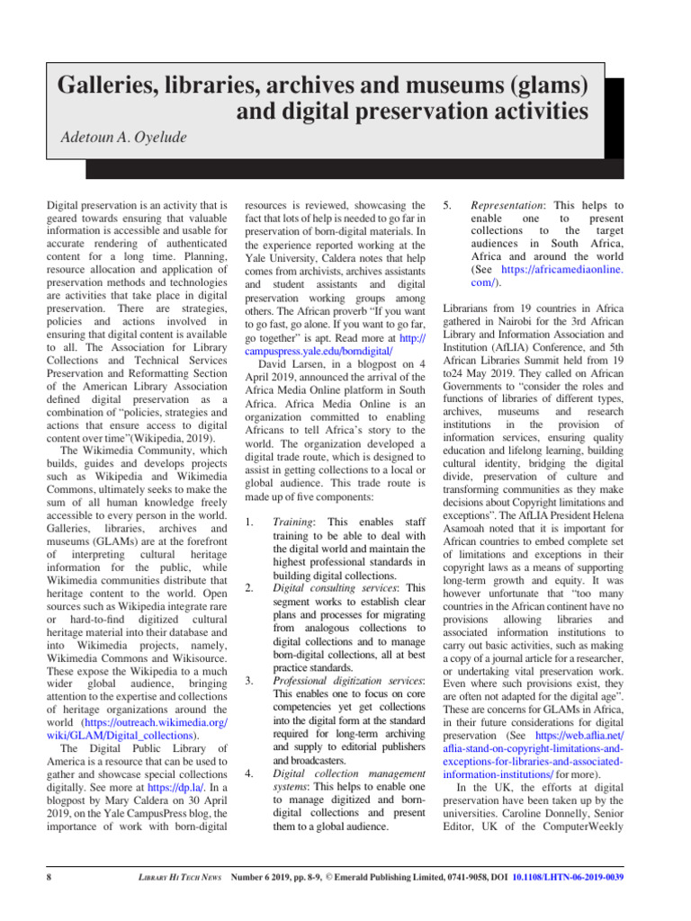 Digital Preservation Activities | PDF | Libraries | Wikipedia