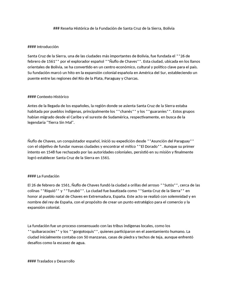 Fundación de Santa Cruz de la Sierra | PDF | Bolivia