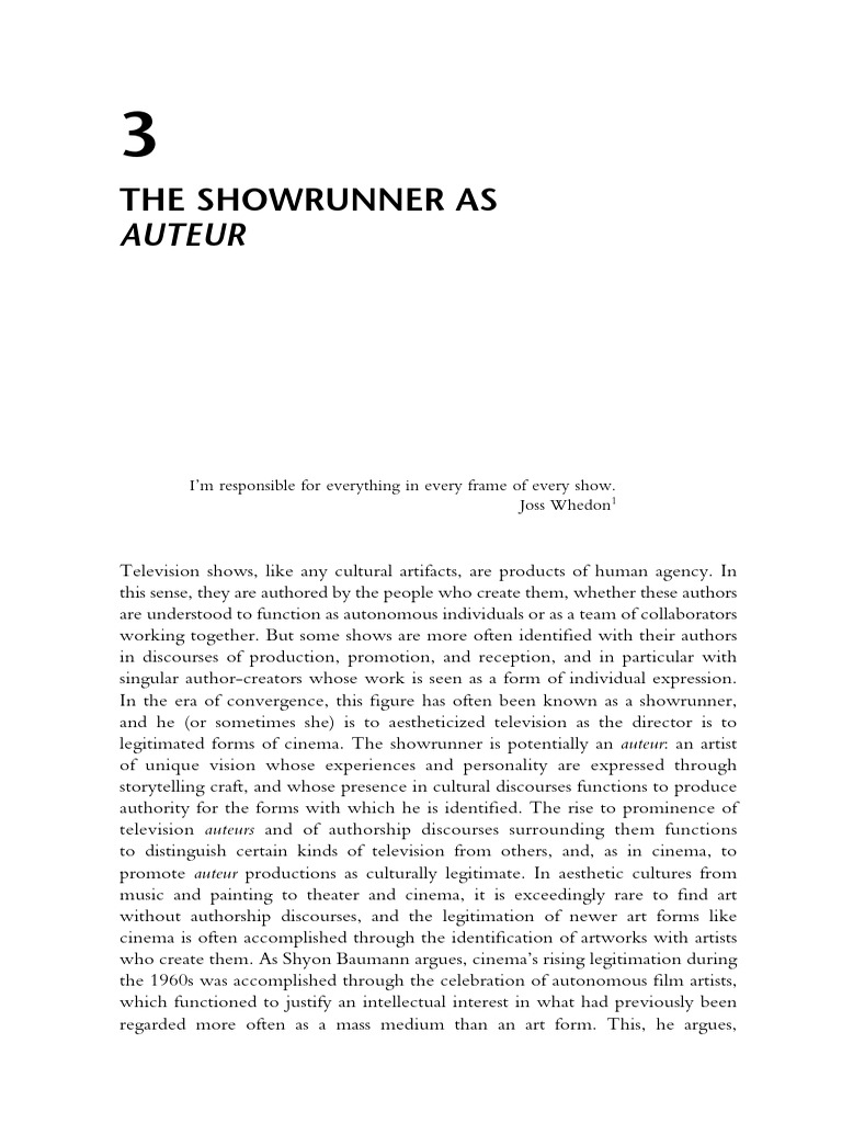 The Showrunner as Television Auteur | PDF