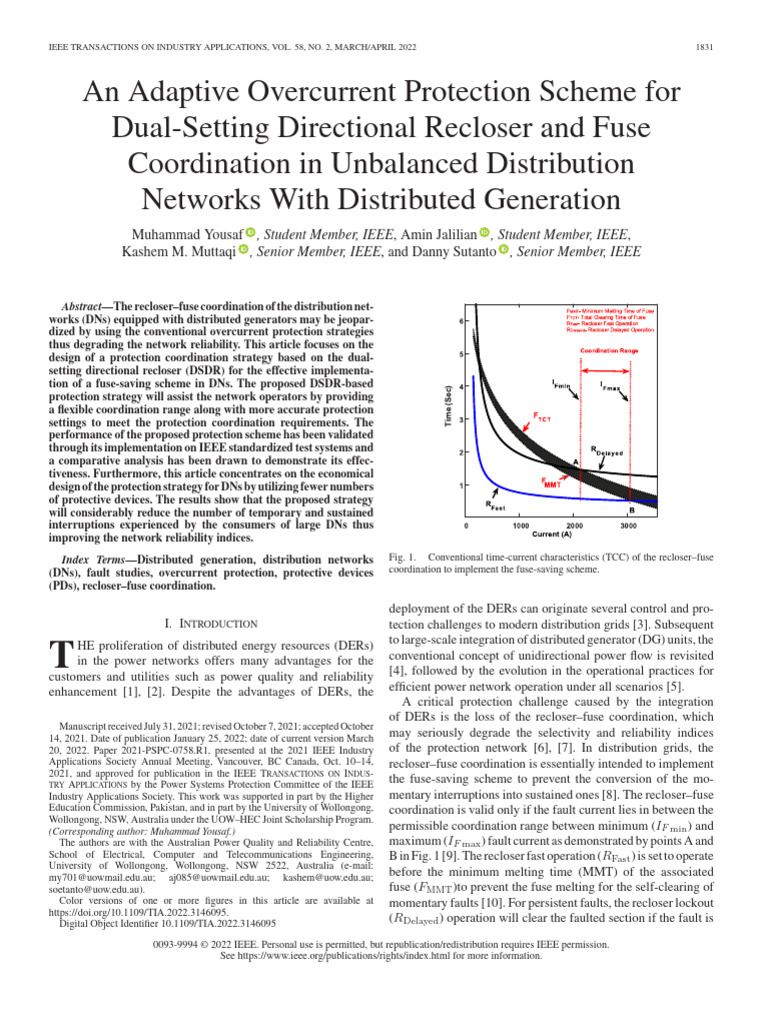 3 An Adaptive Overcurrent Protection Scheme For Dual-Setting ...