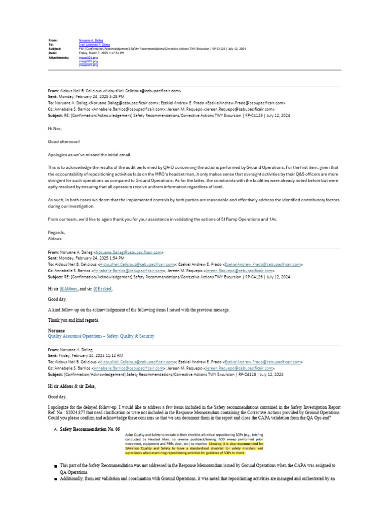 FW - (Confirmation - Acknowledgement) Safety Recommendations ...