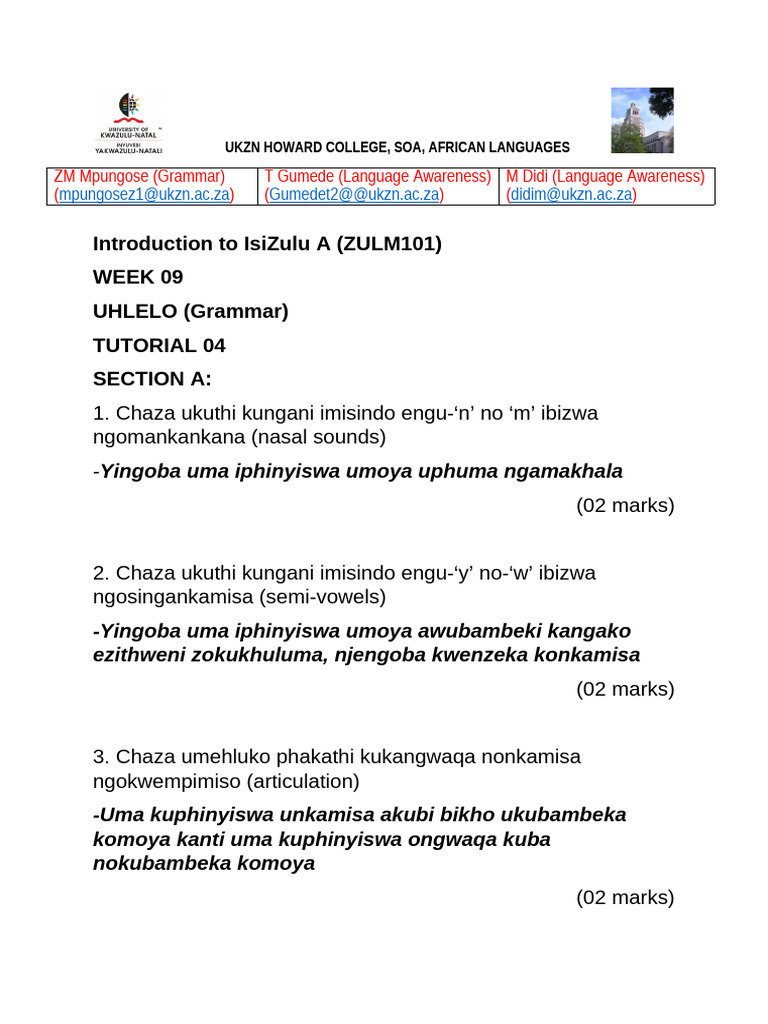 Tutorial 04 - Answers | PDF | Linguistics | Human Communication