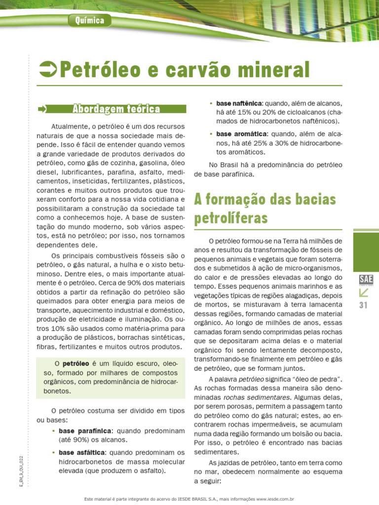 3 - O Petróleo e o Carvão Mineral | PDF | Petróleo | Gás natural