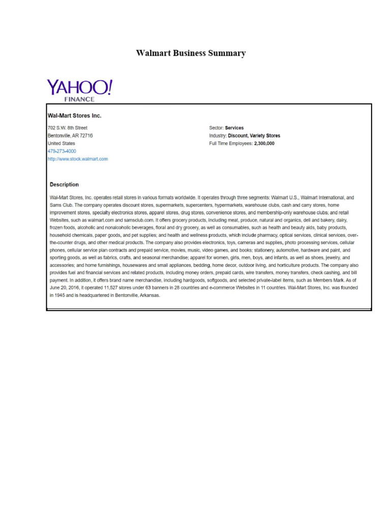 Module 3 - Walmart Business Summary | PDF