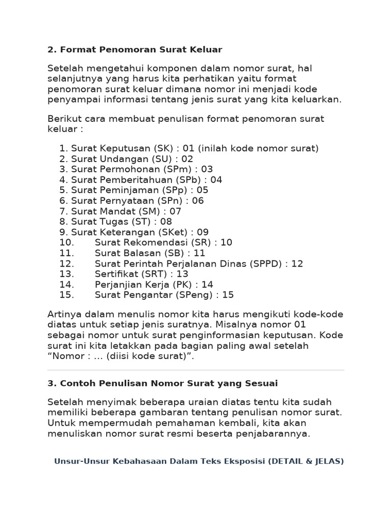 Format Penomoran Surat Resmi | PDF