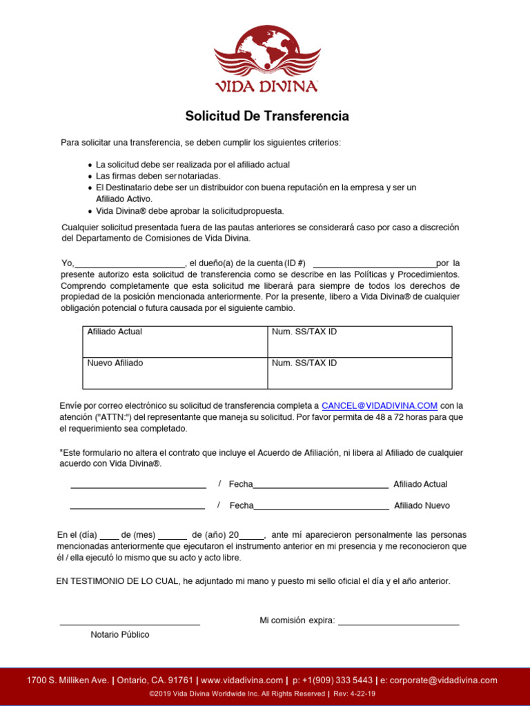 Solicitud de Transferencia de Afiliados | PDF
