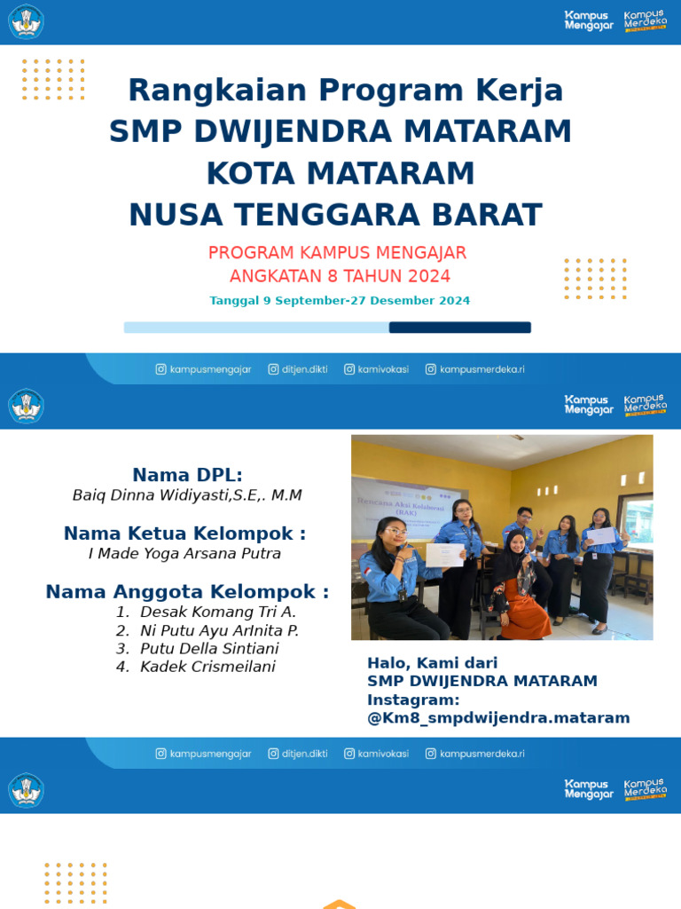 Program Kerja SMP Dwijendra Mataram 2024 | PDF