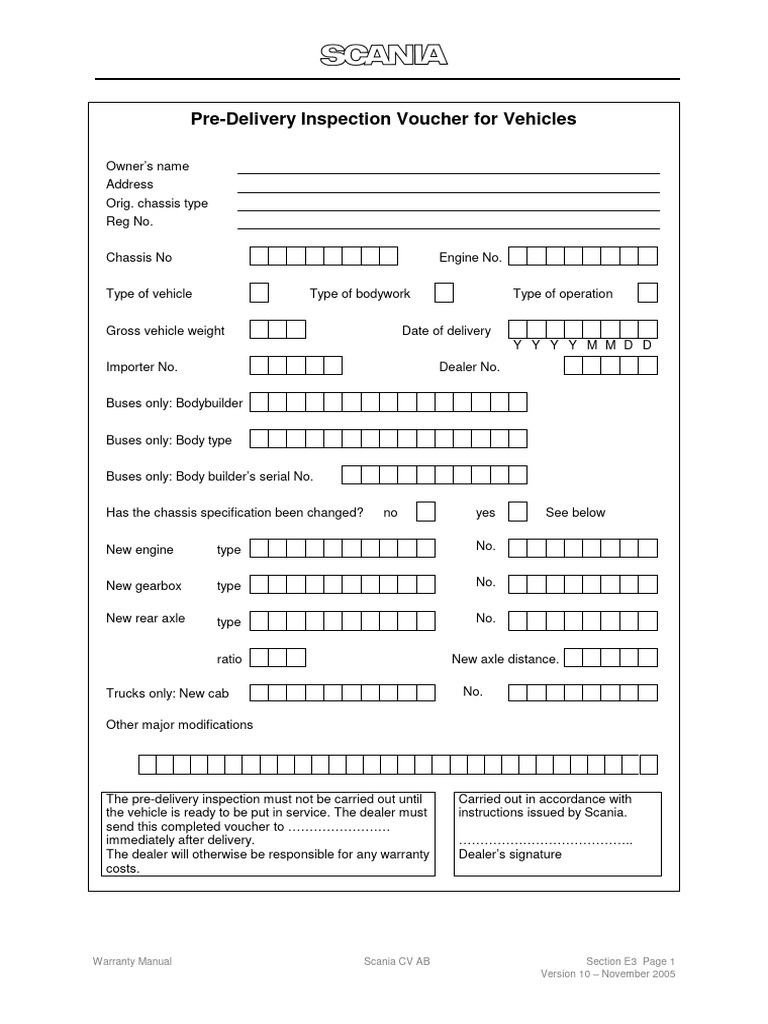 Scania Vehicle Pre-Delivery Inspection Guide | PDF | Truck | Motor Vehicle