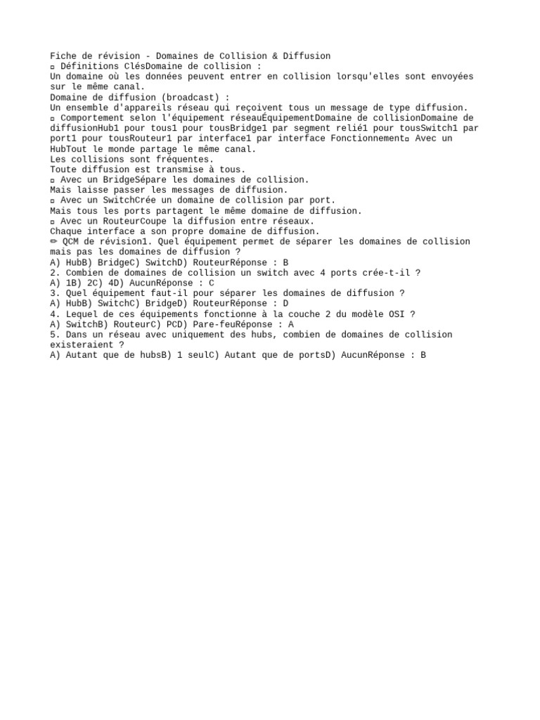 Fiche de Révision - Domaines de Col | PDF