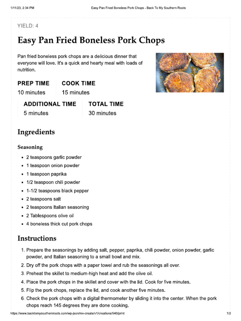 Boneless Porkchops | PDF
