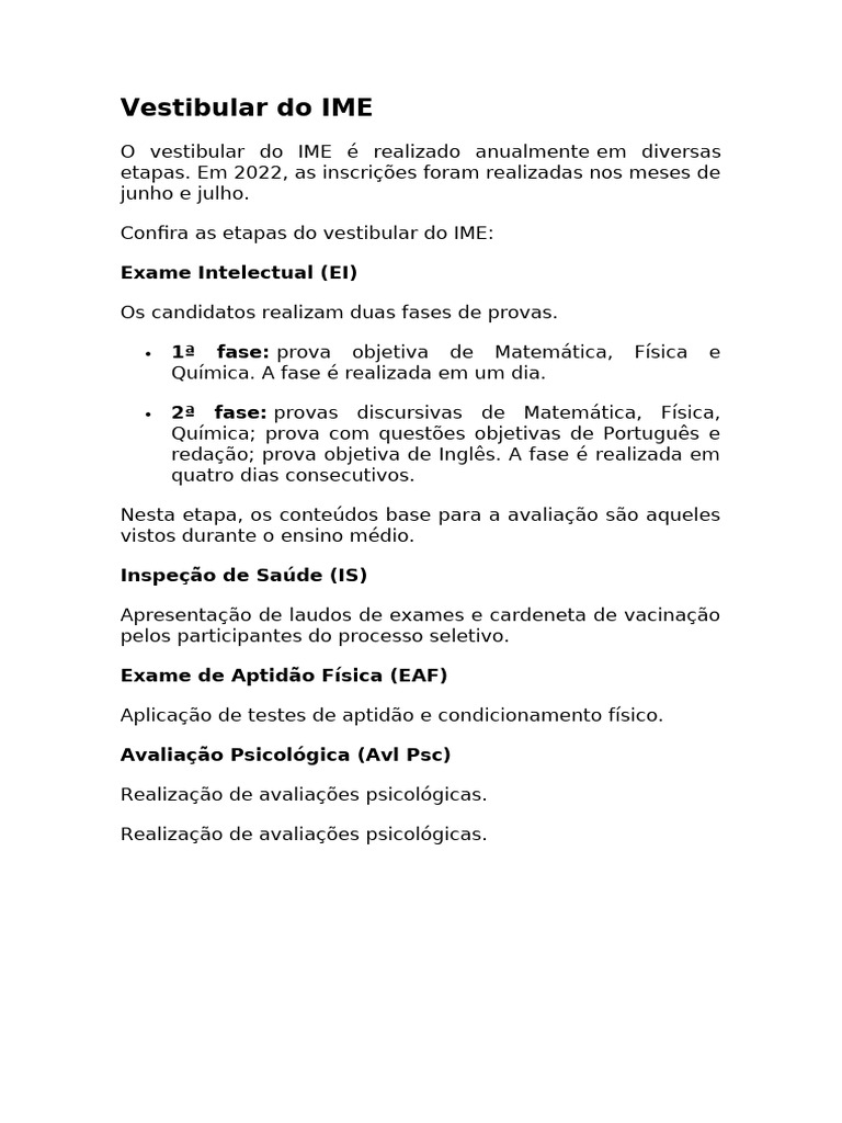 Vestibular Do IME | PDF