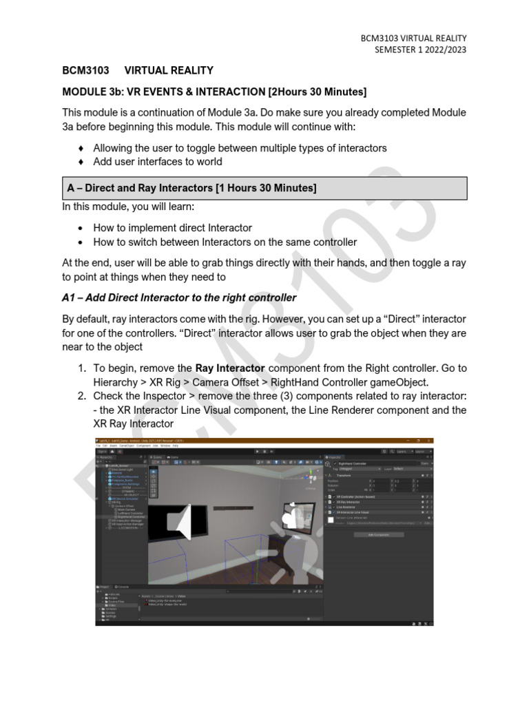 Module 3b - VR Events and UI | PDF | User Interface | Virtual Reality
