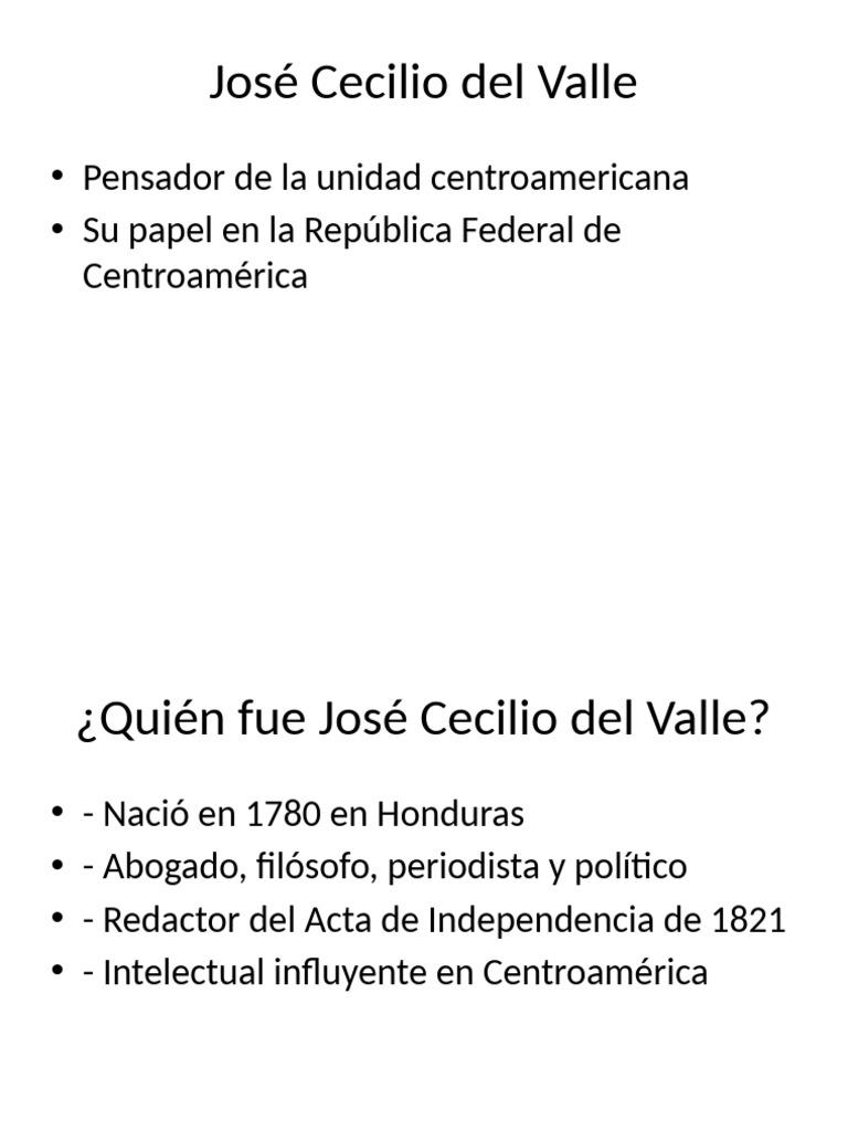 José Cecilio del Valle: Unidad Centroamericana | PDF