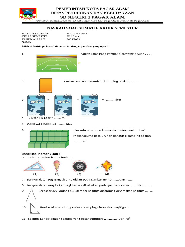 Soal Matematika Kelas 4 Semester Genap | PDF
