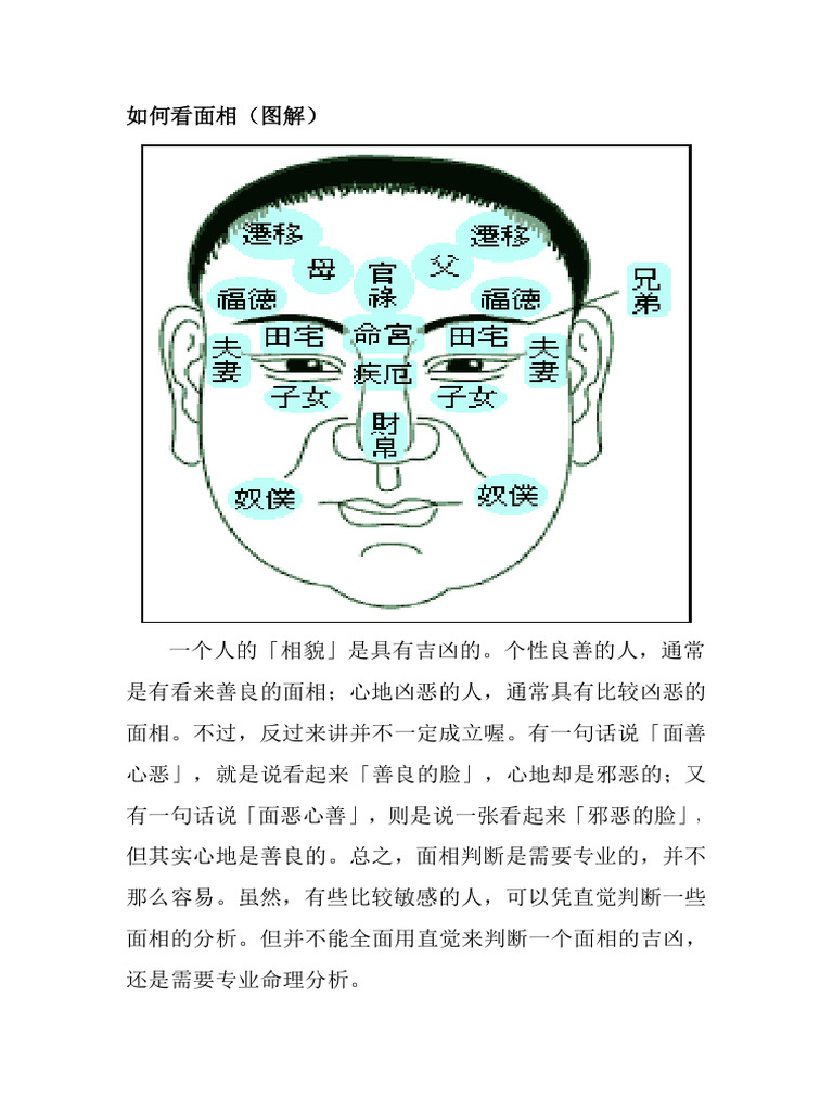 大师教你如何看面相 (图解) | PDF