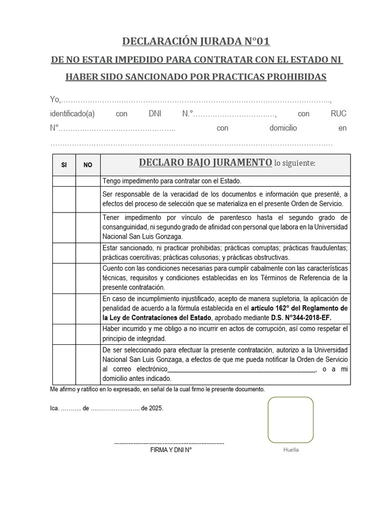 Declaración Jurada Docente 2025 | PDF | Gobierno | Justicia