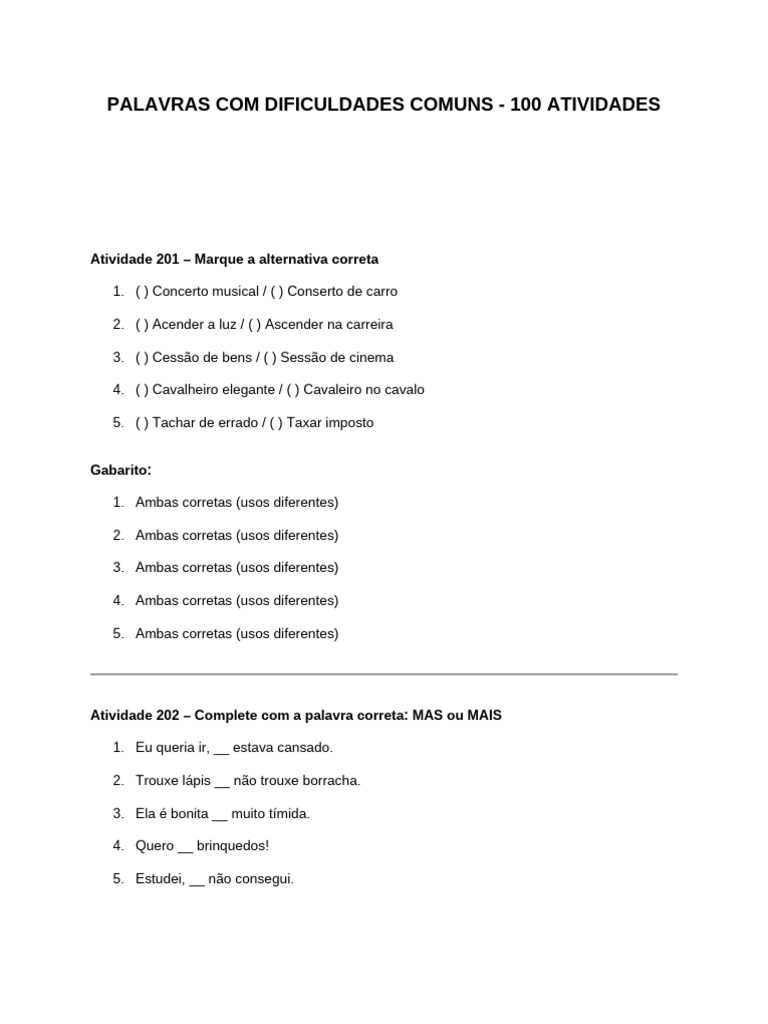 5101930729bc429-Palavras Com Dificuldades Comuns - 100 Atividades | PDF
