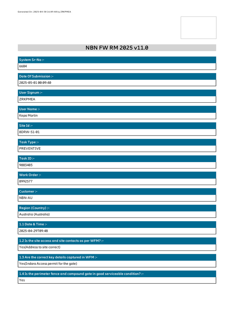 NBN Preventive Maintenance Report 2025 | PDF | Zoom Lens