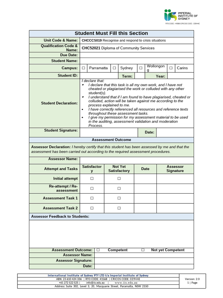 CHCCCS019 Assessment Guidelines | PDF | Educational Assessment