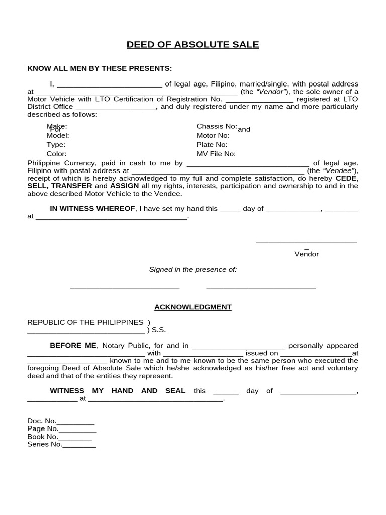 Deed of Absolute Sale | PDF