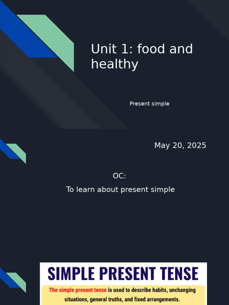Present Simple in Food and Health | PDF