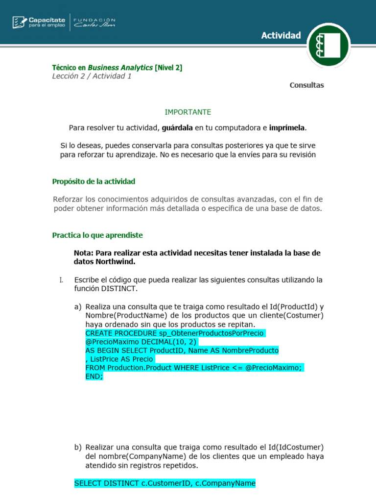 Consultas SQL Avanzadas en Northwind | PDF | Informática
