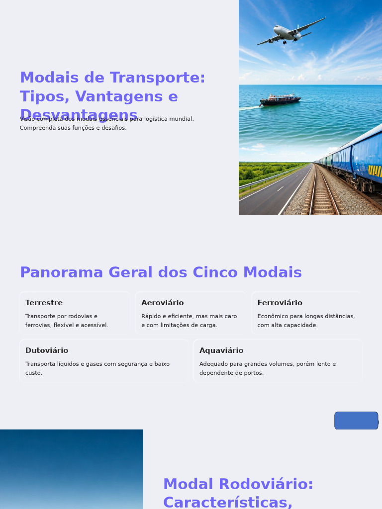 Modais de Transporte Tipos Vantagens e Desvantagens | PDF | Transporte ...