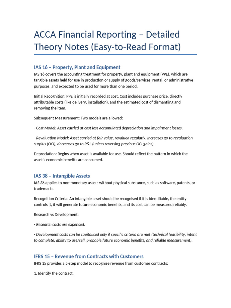 ACCA Financial Reporting Overview | PDF | Income Statement | Deferred Tax