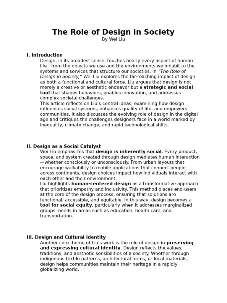 Design's Impact on Society and Culture | PDF | Sustainability ...