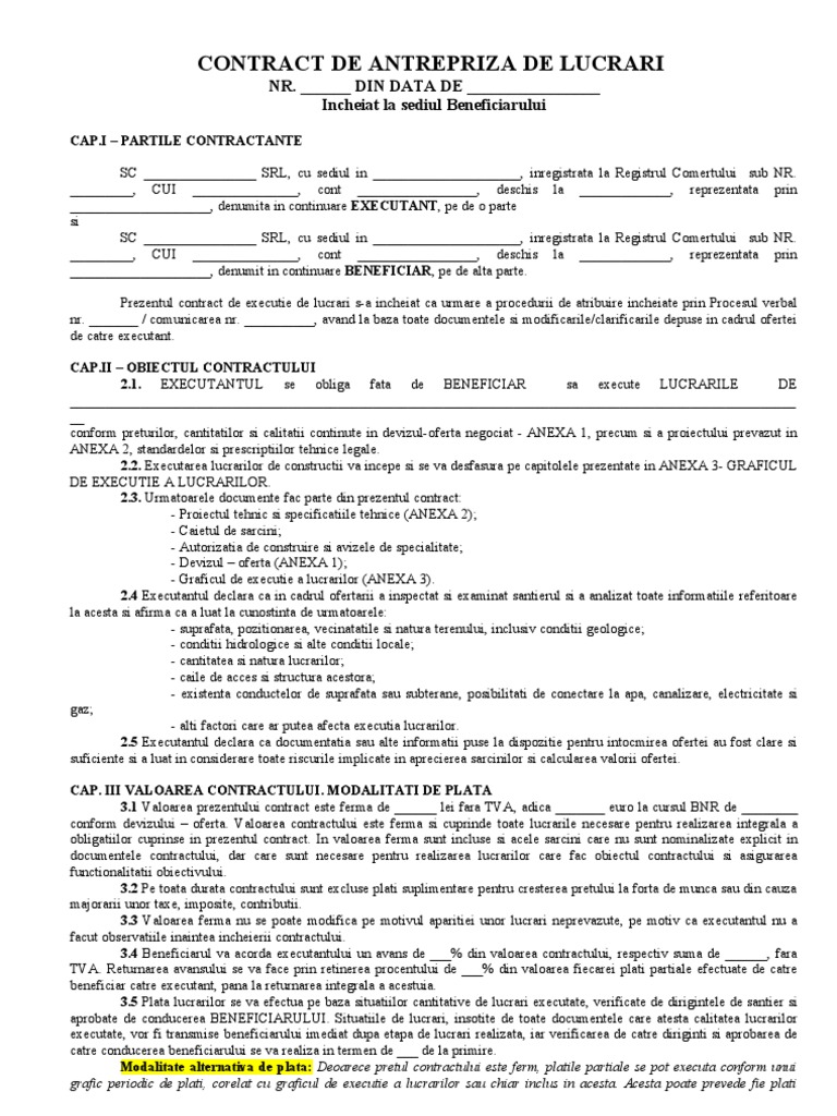 Contract Executie Lucrari de Constructii | PDF