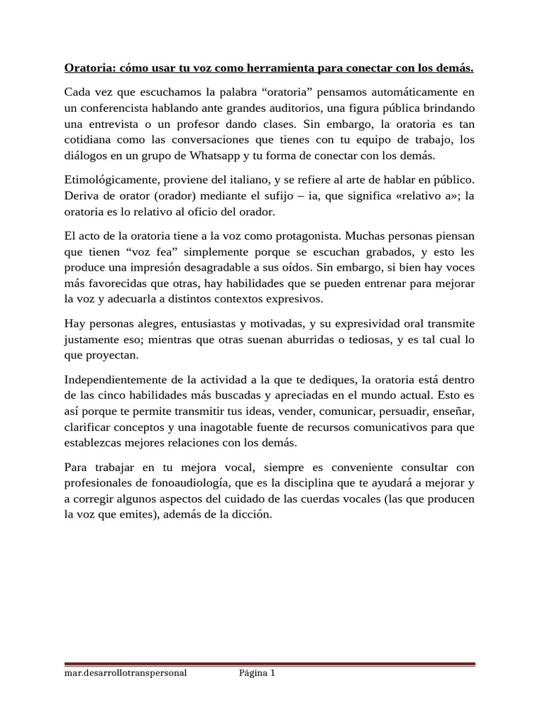 Oratoria y Voz | PDF | Hablar en público | Boca