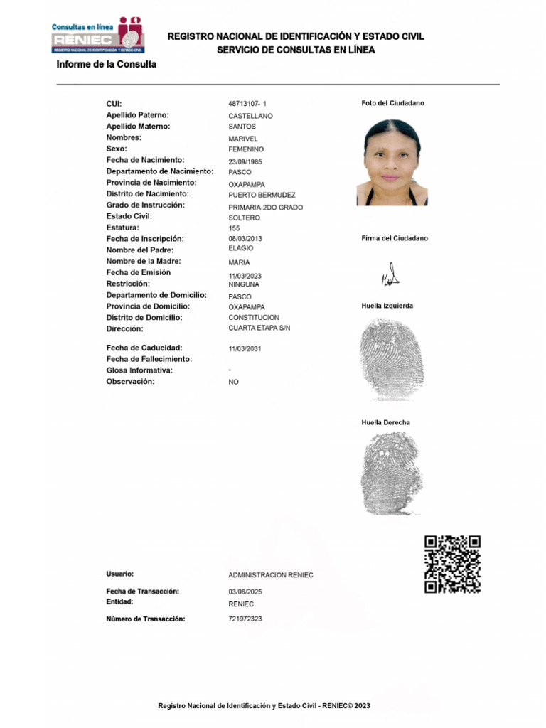 Ficha Reniec c4 | PDF
