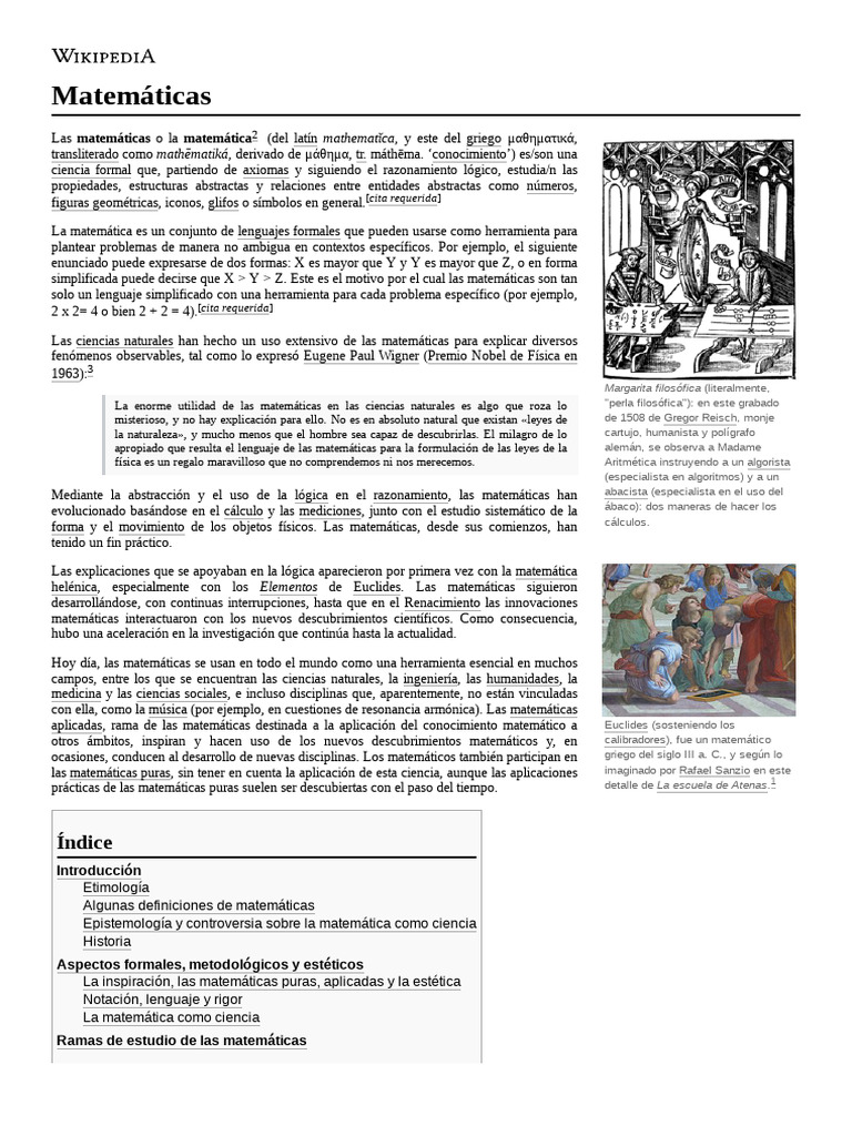 Matemáticas Wiki | PDF | Matemáticas | Matemáticas Aplicadas
