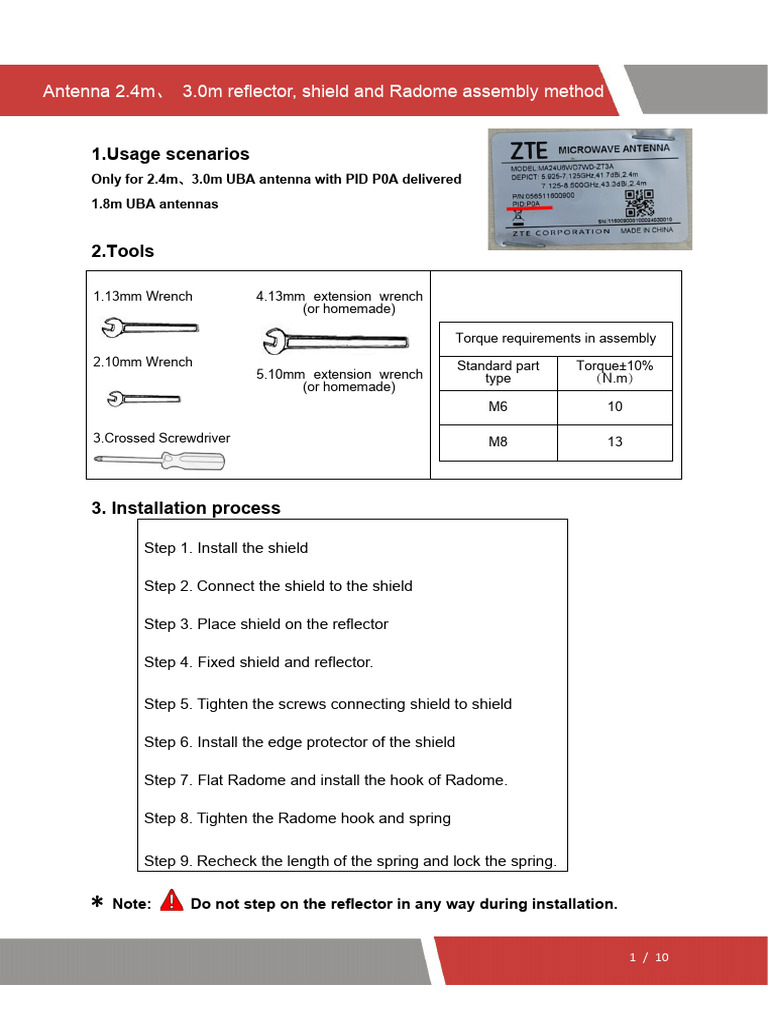 EPMS Installation for 2.4m and 3.0m Antennas | PDF | Screw | Nut (Hardware)