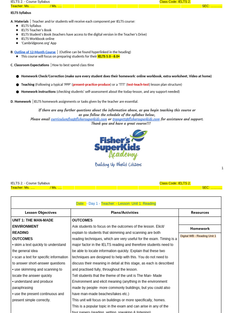 Mindset For Ielts 2 - Syllabus | PDF | Teachers | Multiple Choice