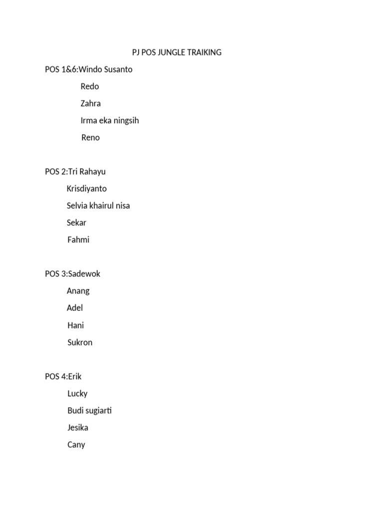 PJ Pos Jungle Traiking | PDF