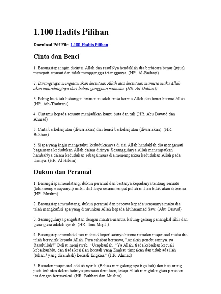 Hadits Pilihan Pdf