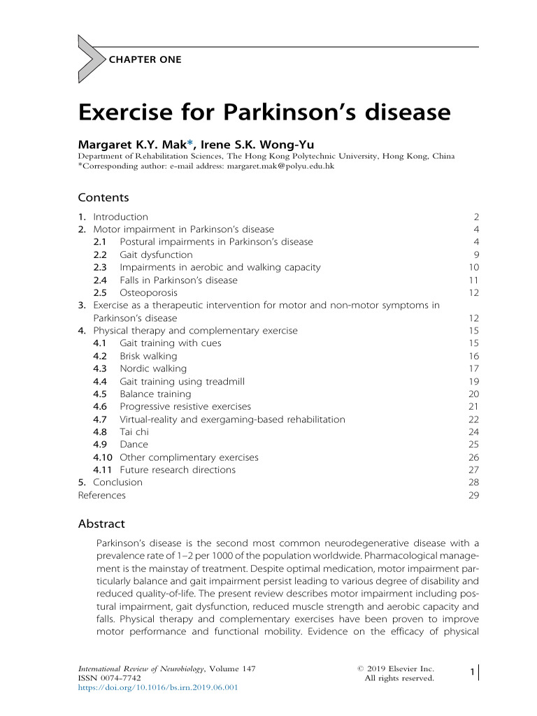 Exercise For Parkinson Disease. | PDF | Osteoporosis | Parkinson's Disease