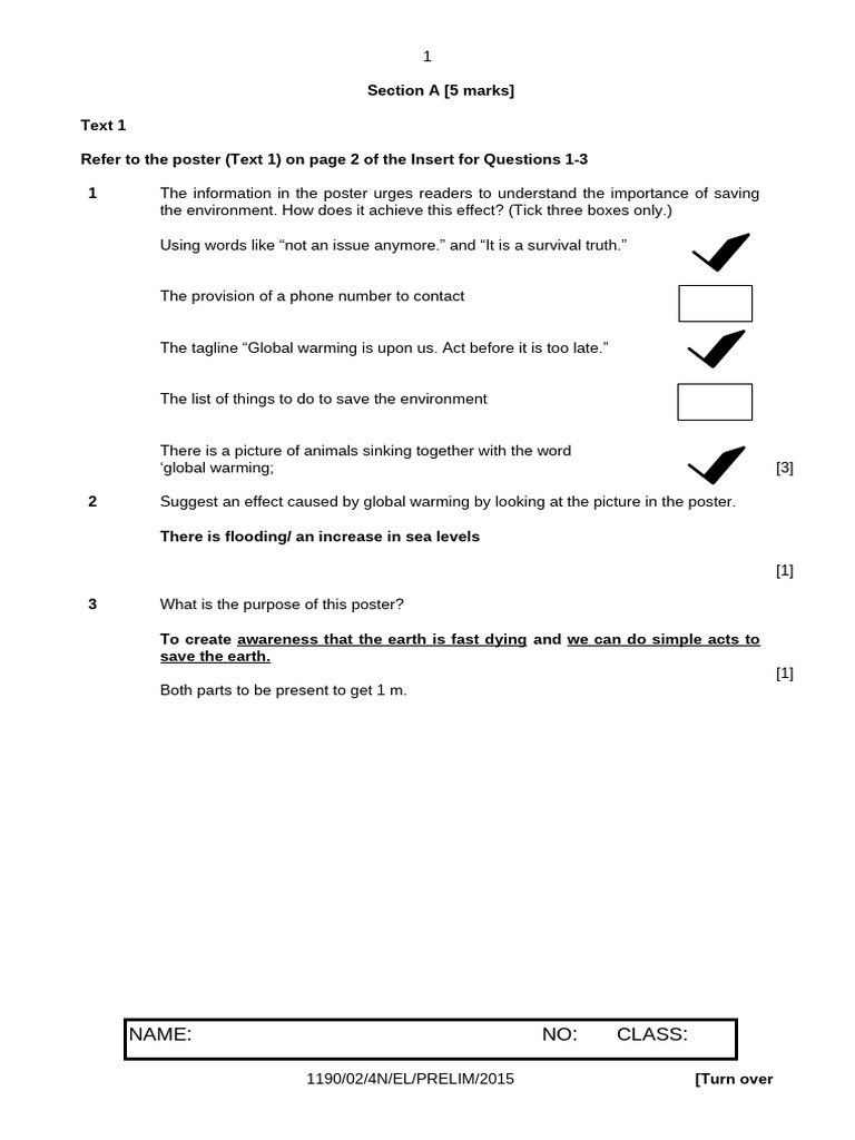 4N P2 PRELIMS Sects A & B AnswersFINAL | PDF