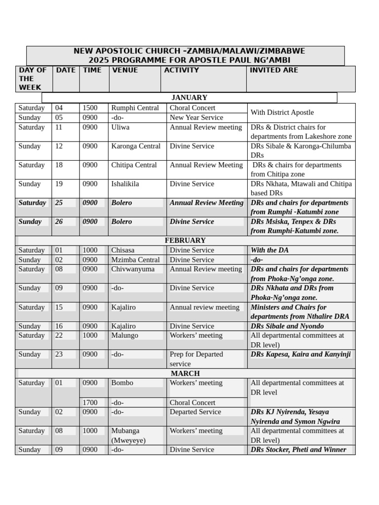2025 New Apostolic Church Program | PDF | Christian Worship And Liturgy