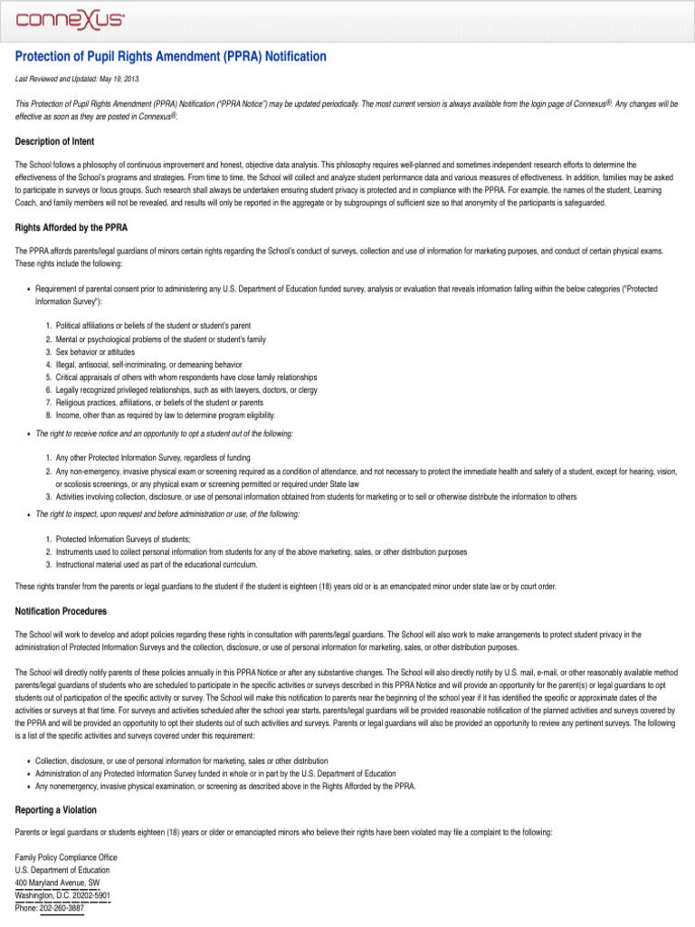 Connexus® Protection of Pupil Rights Amendment | PDF | Justice | Crime ...