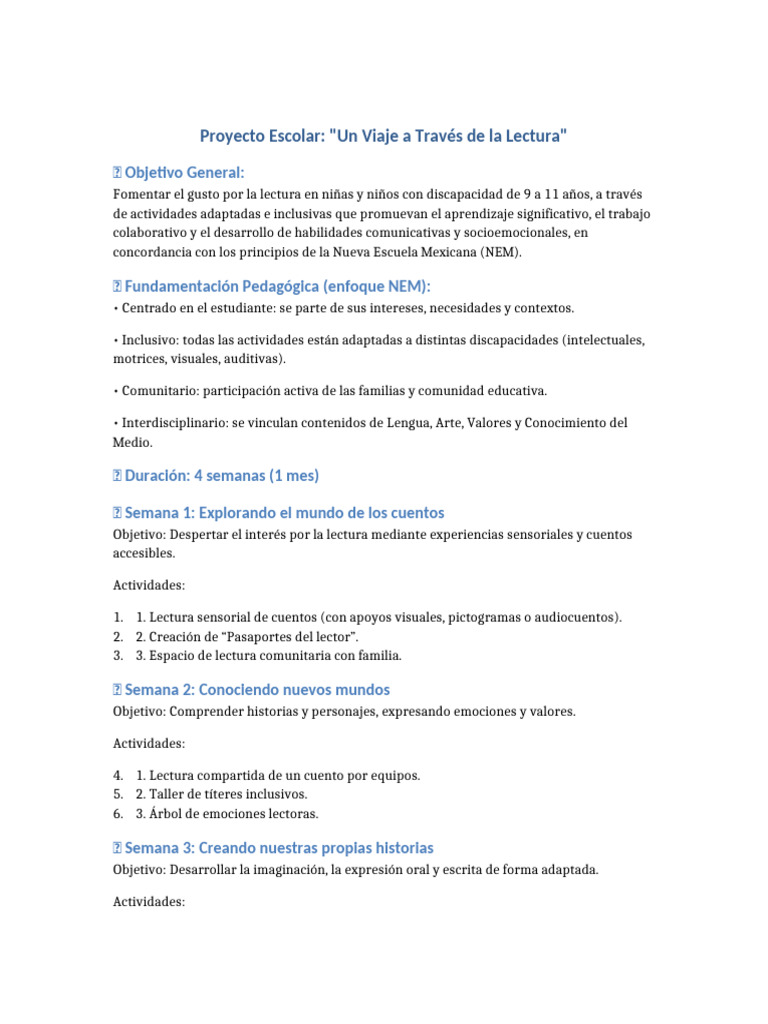 Proyecto Un Viaje A Través de La Lectura Actualizado | PDF