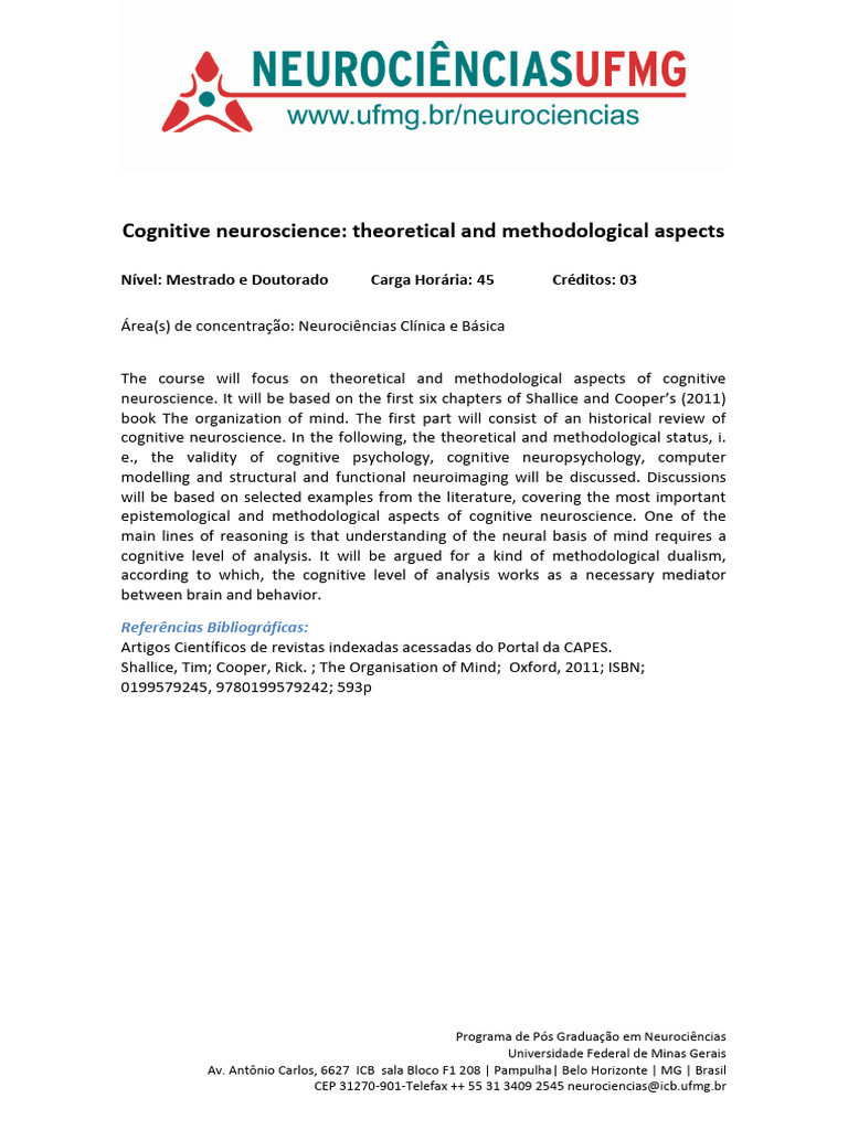 Cognitive Neuroscience Theoretical and Methodological Aspects | PDF
